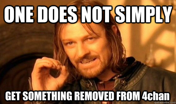 ONE DOES NOT SIMPLY GET SOMETHING REMOVED FROM 4chan  One Does Not Simply