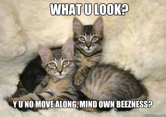 what u look? y u no move along, mind own beezness?  Twinning