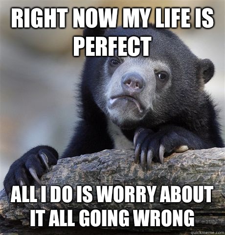 Right now my life is perfect  All I do is worry about it all going wrong - Right now my life is perfect  All I do is worry about it all going wrong  confessionbear