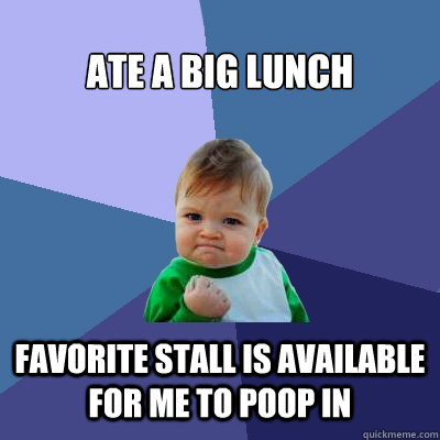 Ate a big lunch favorite stall is available for me to poop in  Success Kid