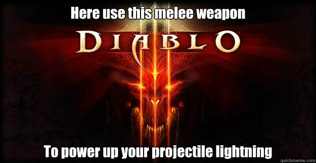 Here use this melee weapon To power up your projectile lightning  