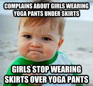 Complains about girls wearing yoga pants under skirts girls stop wearing skirts over yoga pants  