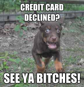 credit card declined? see ya bitches! - credit card declined? see ya bitches!  Scared Shitless