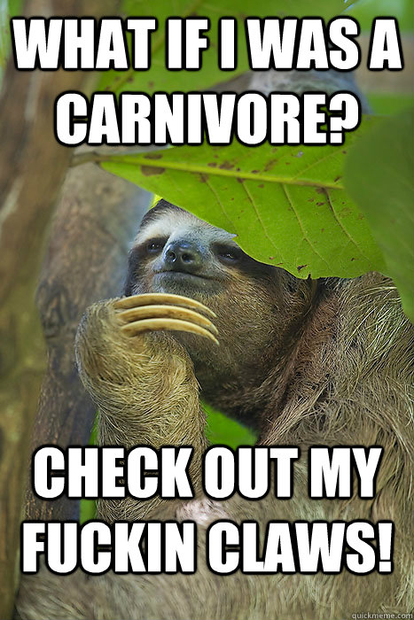 What if I was a Carnivore?  Check out my fuckin claws!  Philososloth