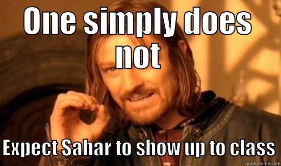 ONE SIMPLY DOES NOT EXPECT SAHAR TO SHOW UP TO CLASS Boromir