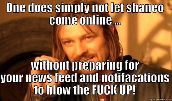 ONE DOES SIMPLY NOT LET SHANEO COME ONLINE ... WITHOUT PREPARING FOR YOUR NEWS FEED AND NOTIFACATIONS TO BLOW THE FUCK UP! Boromir