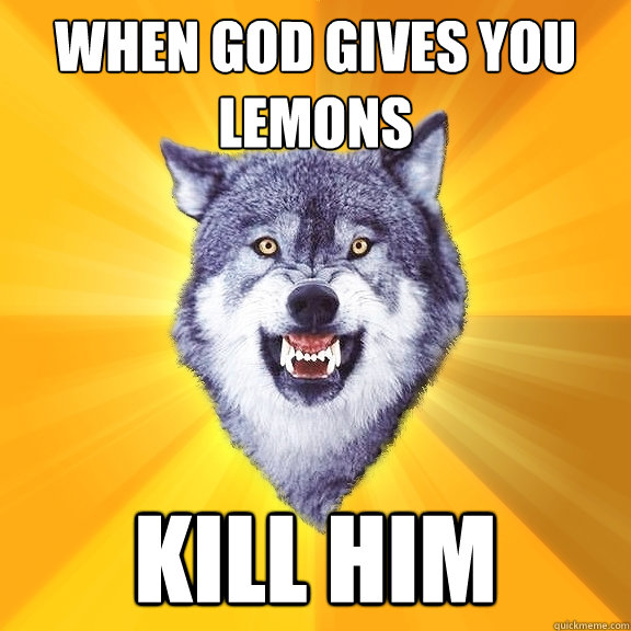 When god gives you lemons kill him  Courage Wolf