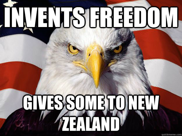 invents freedom gives some to new zealand - invents freedom gives some to new zealand  Good Guy Bald Eagle