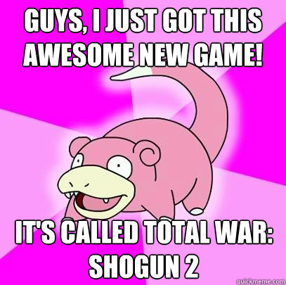 Guys, I just got this awesome new game! It's called Total War: Shogun 2  Slowpoke