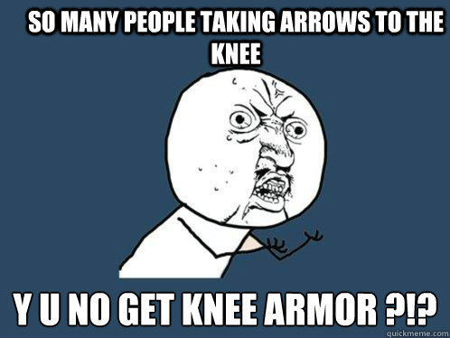 so many people taking arrows to the knee Y U﻿ NO GET KNEE ARMOR ?!?  Y U No