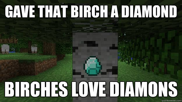 Gave that Birch a diamond birches love diamons  Bitches Love