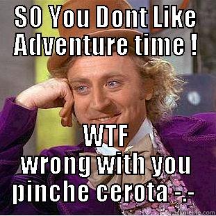 SO YOU DONT LIKE ADVENTURE TIME ! WTF WRONG WITH YOU PINCHE CEROTA -.-  Creepy Wonka