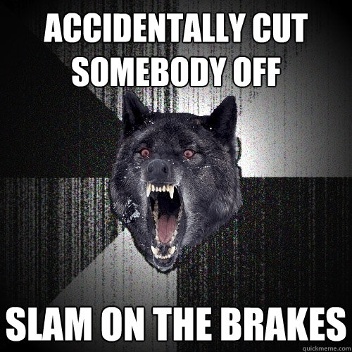 Accidentally Cut somebody off slam on the brakes  Insanity Wolf