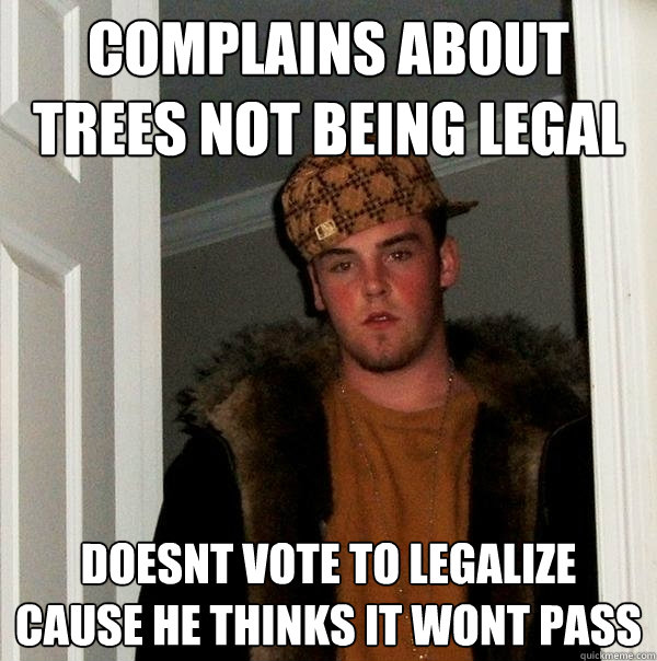 complains about trees not being legal doesnt vote to legalize cause he thinks it wont pass  Scumbag Steve
