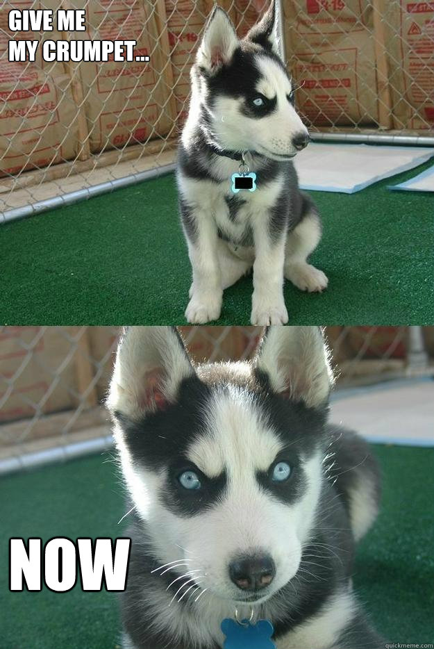 Give me 
my crumpet... NOW  Insanity puppy