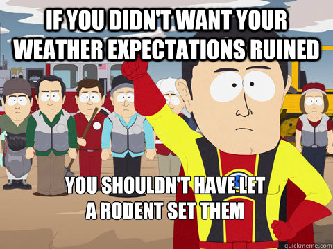 if you didn't want your weather expectations ruined you shouldn't have let 
a rodent set them  Captain Hindsight