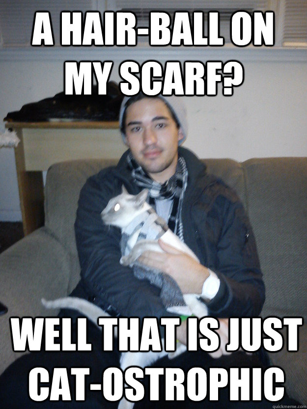 A hair-ball on my scarf? Well that is just Cat-ostrophic  