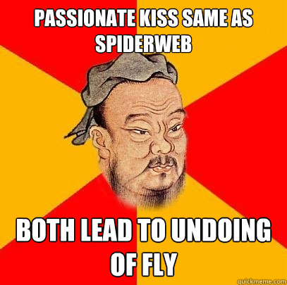 passionate kiss same as spiderweb both lead to undoing of fly  Confucius says