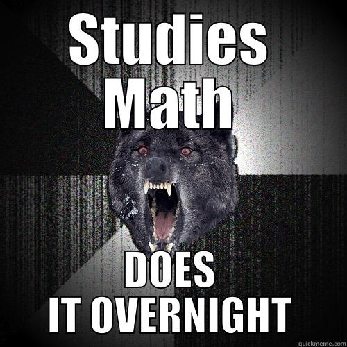 STUDIES MATH DOES IT OVERNIGHT Insanity Wolf