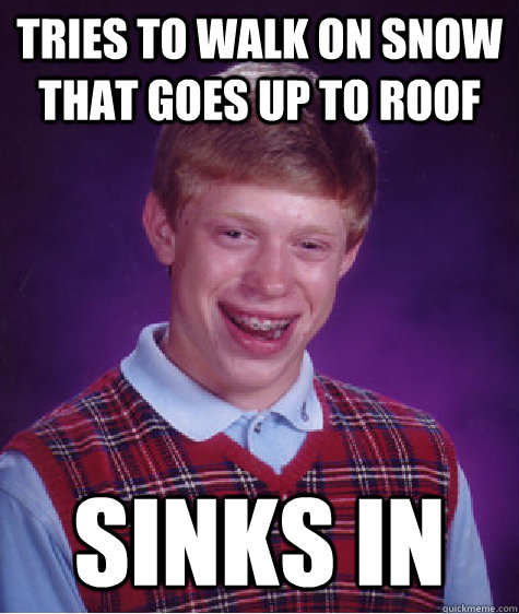 Tries to walk on snow that goes up to roof sinks in - Tries to walk on snow that goes up to roof sinks in  Bad Luck Brian