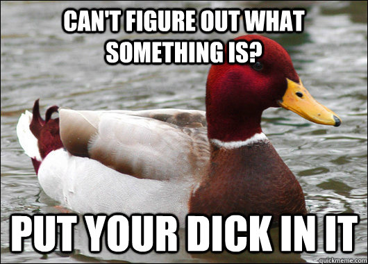 Can't figure out what something is? put your dick in it  Malicious Advice Mallard
