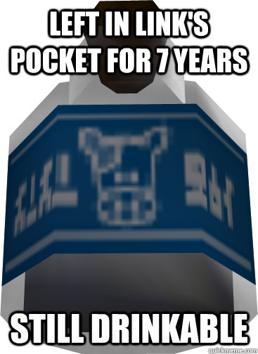 left in link's pocket for 7 years still drinkable - left in link's pocket for 7 years still drinkable  Good Guy Lon Lon Milk