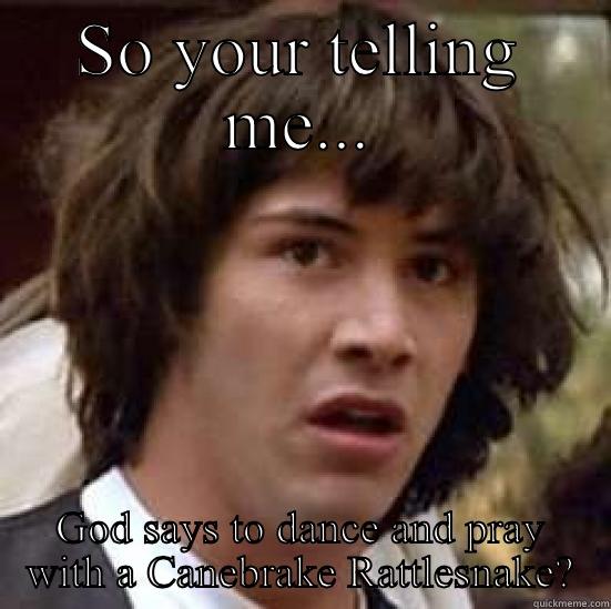SO YOUR TELLING ME... GOD SAYS TO DANCE AND PRAY WITH A CANEBRAKE RATTLESNAKE? conspiracy keanu
