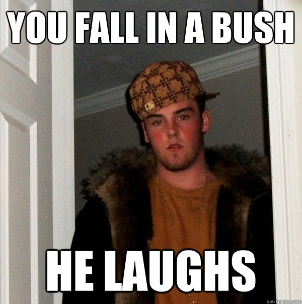 You fall in a bush he laughs  Scumbag Steve