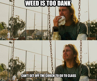 Weed is too dank Can't get off the couch to go to class  First World Stoner Problems