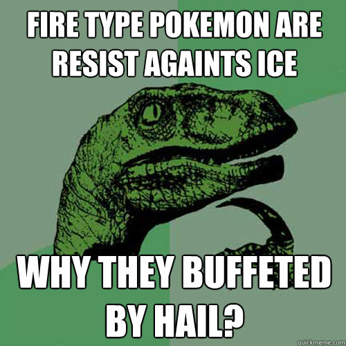 Fire type pokemon are resist againts Ice why they buffeted by hail?  Philosoraptor