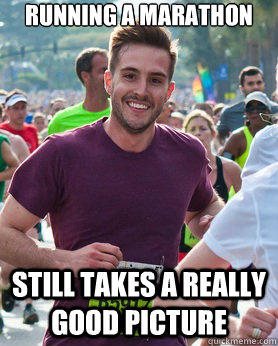 Running a marathon Still takes a really good picture  Ridiculously photogenic guy