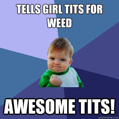 tells girl tits for weed awesome tits! - tells girl tits for weed awesome tits!  Success Kid