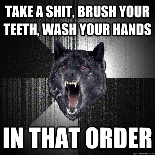 Take A Shit, Brush Your Teeth, Wash Your Hands IN THAT ORDER - Take A Shit, Brush Your Teeth, Wash Your Hands IN THAT ORDER  Insanity Wolf