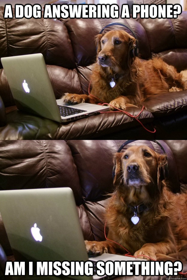 A dog answering a phone? Am I missing something? - A dog answering a phone? Am I missing something?  Macandbeats