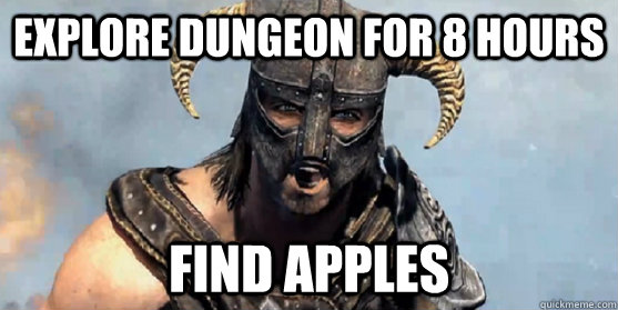 explore dungeon for 8 hours find apples  
