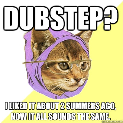 Dubstep? I liked it about 2 summers ago, now it all sounds the same.  Hipster Kitty