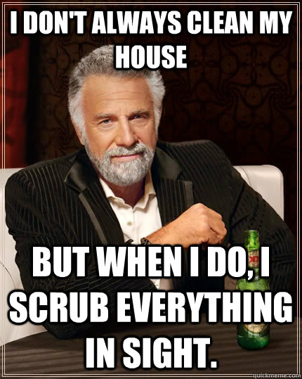 I don't always clean my house but when I do, i scrub everything in sight. - I don't always clean my house but when I do, i scrub everything in sight.  The Most Interesting Man In The World