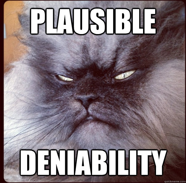 plausible deniability  Colonel Meow