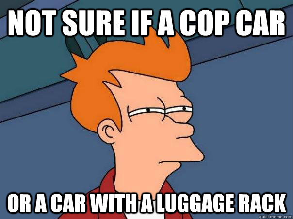 Not sure if a cop car Or a car with a luggage rack - Not sure if a cop car Or a car with a luggage rack  Futurama Fry