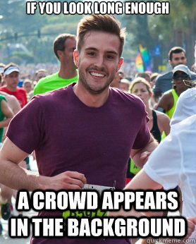 If you look long enough A crowd appears in the background  Ridiculously photogenic guy
