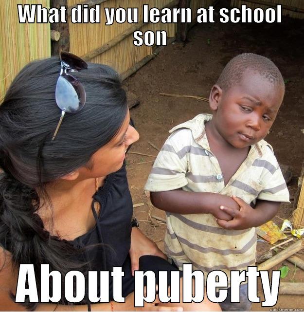 WHAT DID YOU LEARN AT SCHOOL SON ABOUT PUBERTY Skeptical Third World Kid