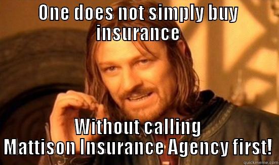 ONE DOES NOT SIMPLY BUY INSURANCE WITHOUT CALLING MATTISON INSURANCE AGENCY FIRST! Boromir