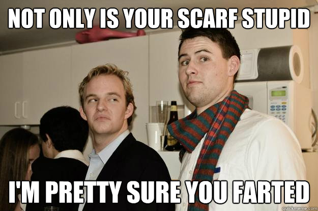 Not only is your scarf stupid I'm Pretty sure you farted  Hipster Scarf