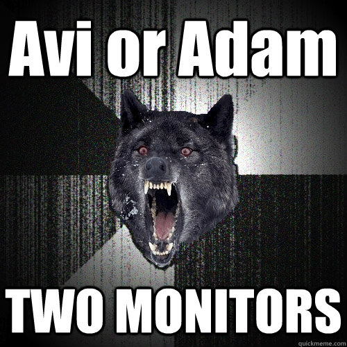 Avi or Adam TWO MONITORS - Avi or Adam TWO MONITORS  Insanity Wolf bangs Courage Wolf