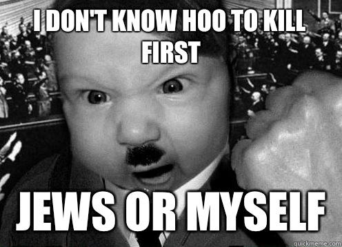 I don't know hoo to kill first Jews or myself  hitler baby meme