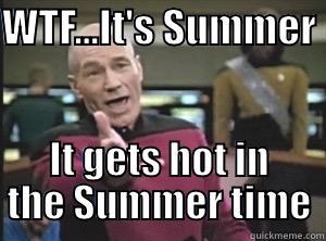 WTF...IT'S SUMMER  IT GETS HOT IN THE SUMMER TIME Annoyed Picard