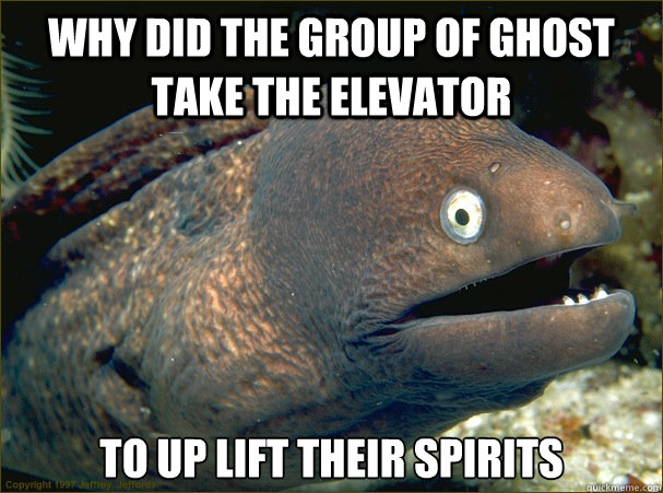 Why did the group of ghost take the elevator  to up lift their spirits   Bad Joke Eel