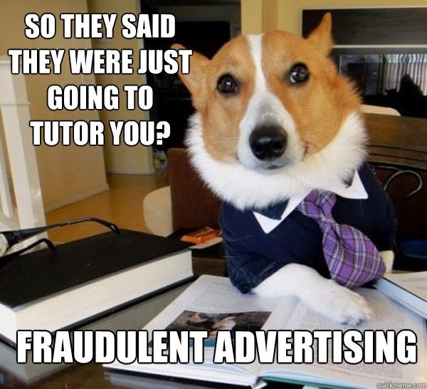 So they said they were just going to tutor you? Fraudulent advertising  Lawyer Dog