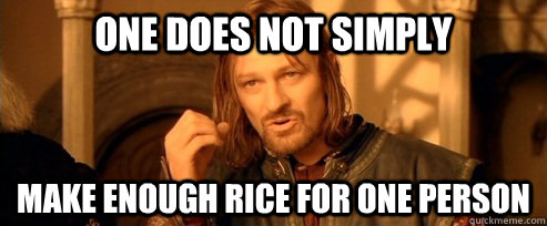 One does not simply Make enough rice for one person  One Does Not Simply