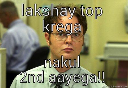 LAKSHAY TOP KREGA NAKUL 2ND AAYEGA!! Schrute